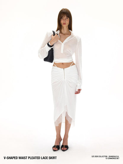commonce net Asymmetrical V Waist Ruched Paneled Women&