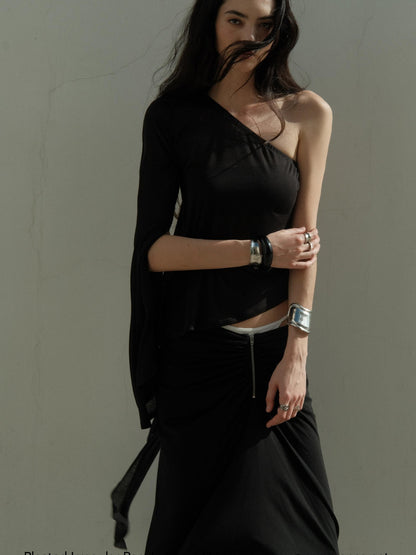 commonce net Asymmetrical V Waist Ruched Paneled Women&