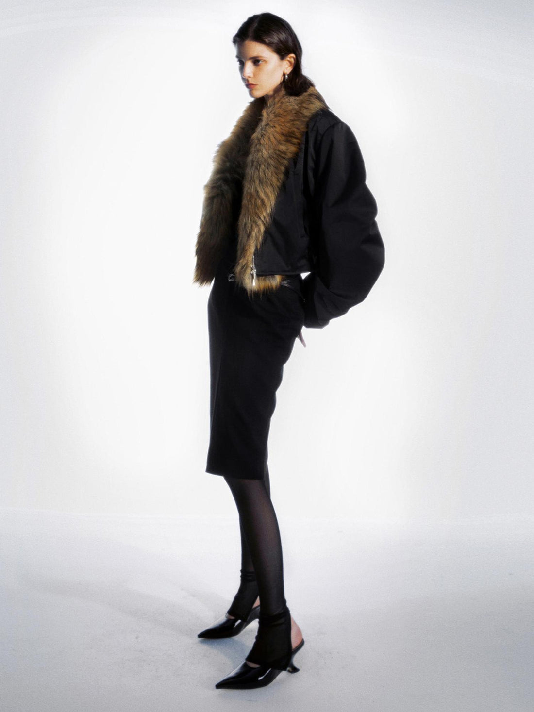 commonce net Back Slit Knit Leggings