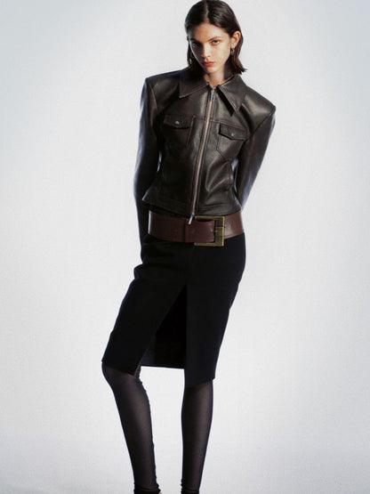 commonce net Back Slit Knit Leggings