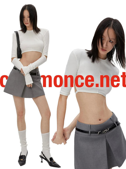 Backless Detachable Sleeve Cropped T-shirt