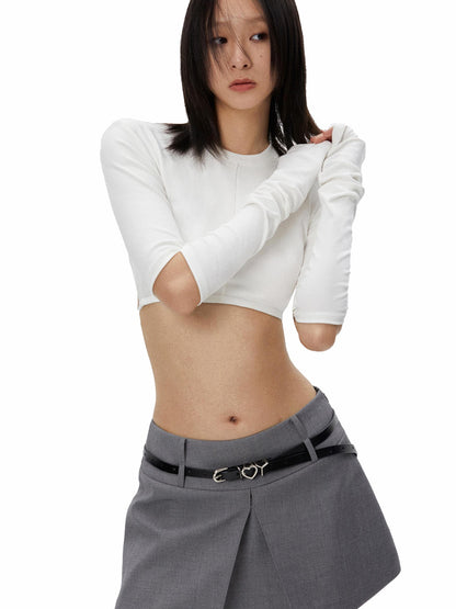 commonce net Backless Detachable Sleeve Cropped T-shirt