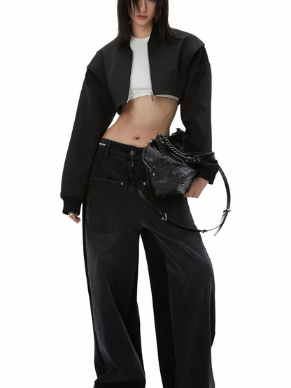 commonce net Backless Detachable Sleeve Cropped T-shirt