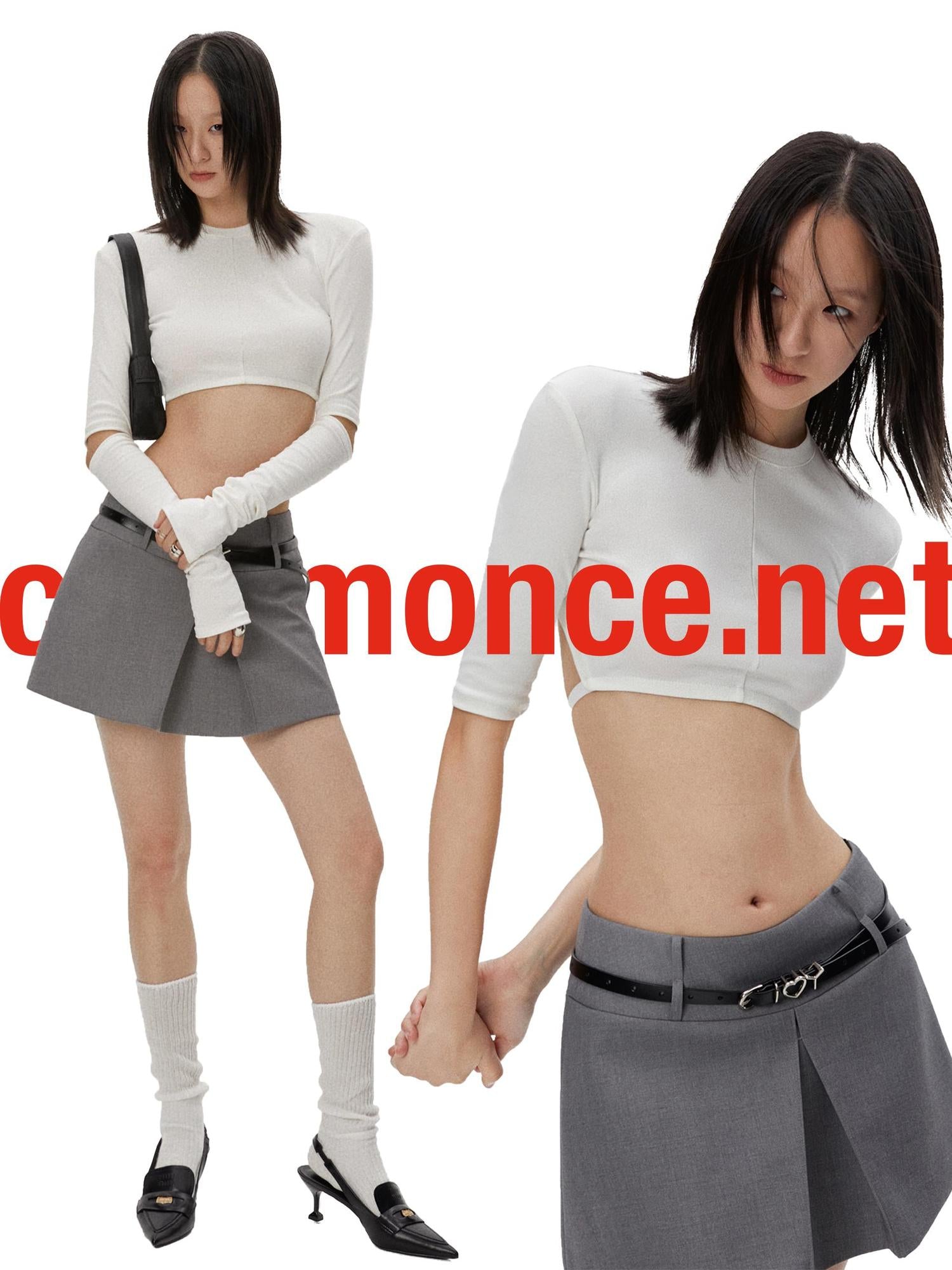 commonce net Backless Detachable Sleeve Cropped T-shirt