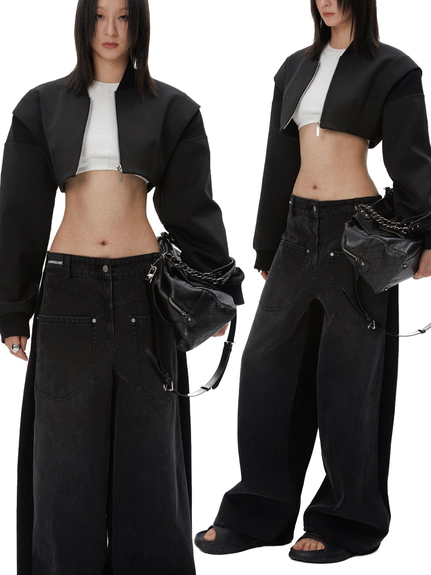 commonce net Backless Detachable Sleeve Cropped T-shirt