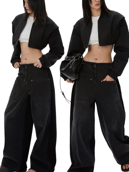 Backless Detachable Sleeve Cropped T-shirt