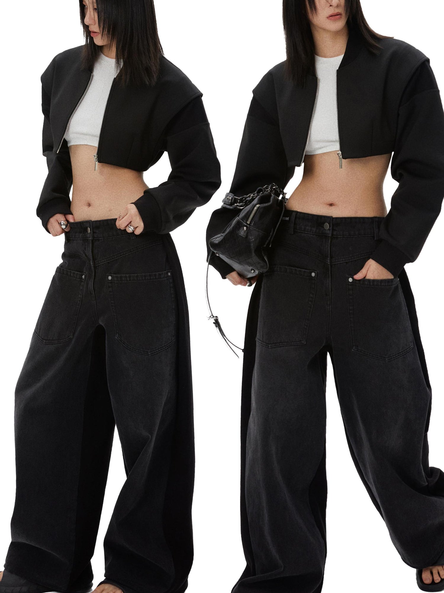 commonce net Backless Detachable Sleeve Cropped T-shirt