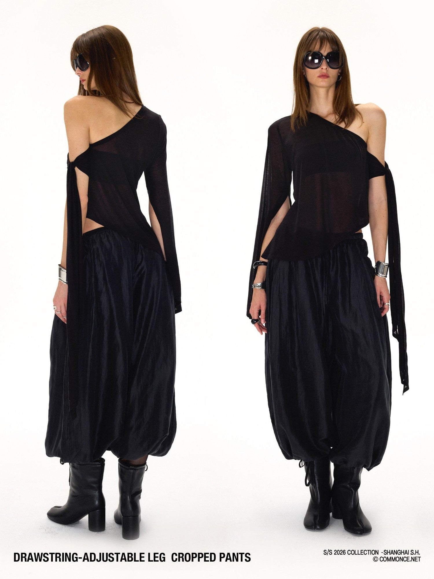 commonce net Balloon Silhouette Adjustable Drawstring Hem Women&