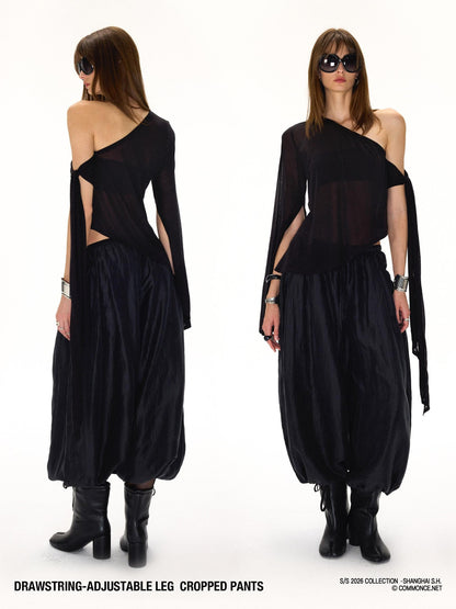 commonce net Balloon Silhouette Adjustable Drawstring Hem Women&