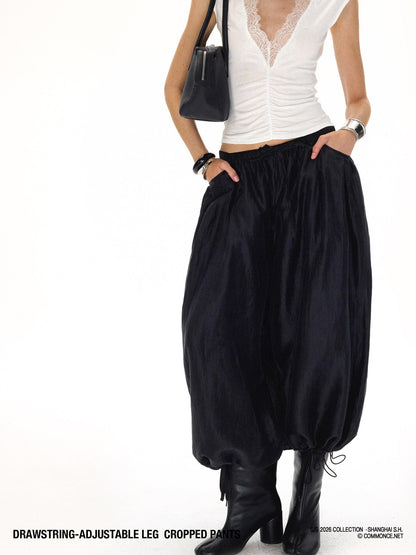 commonce net Balloon Silhouette Adjustable Drawstring Hem Women&