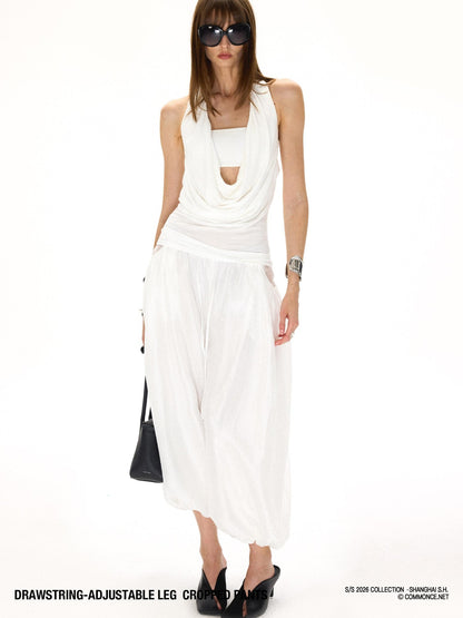 commonce net Balloon Silhouette Adjustable Drawstring Hem Women&