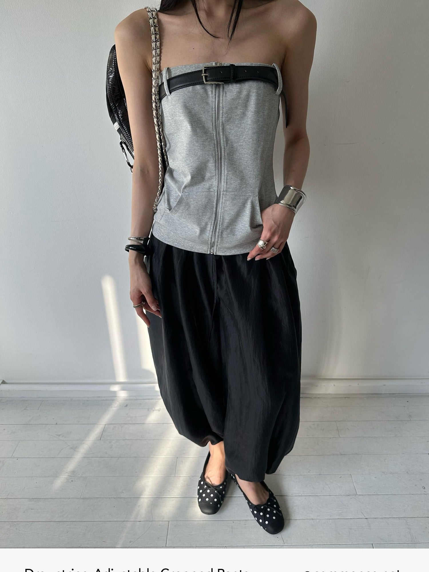 commonce net Balloon Silhouette Adjustable Drawstring Hem Women&