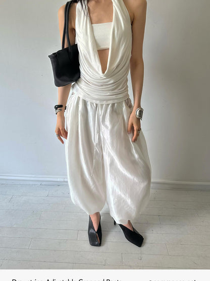 commonce net Balloon Silhouette Adjustable Drawstring Hem Women&