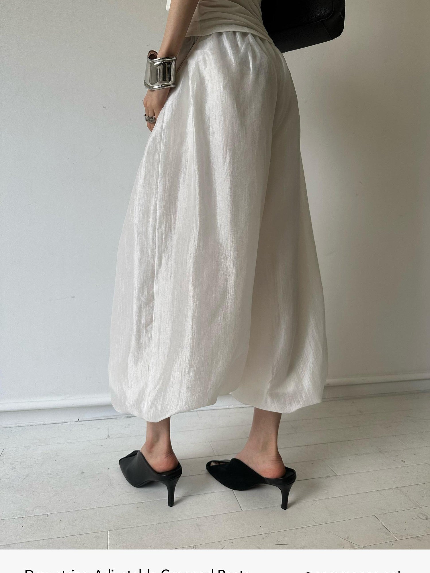 commonce net Balloon Silhouette Adjustable Drawstring Hem Women&