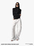 commonce net Black Asymmetric Zip Stand Collar Waist Cinch Women&