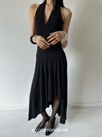commonce_net_Black_Asymmetrical_3d_Tailored_Irregular_Hem_Women&