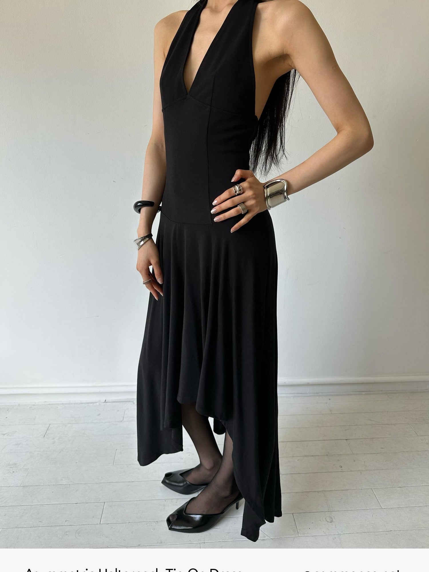 commonce net Black Asymmetrical 3d Tailored Irregular Hem Women&