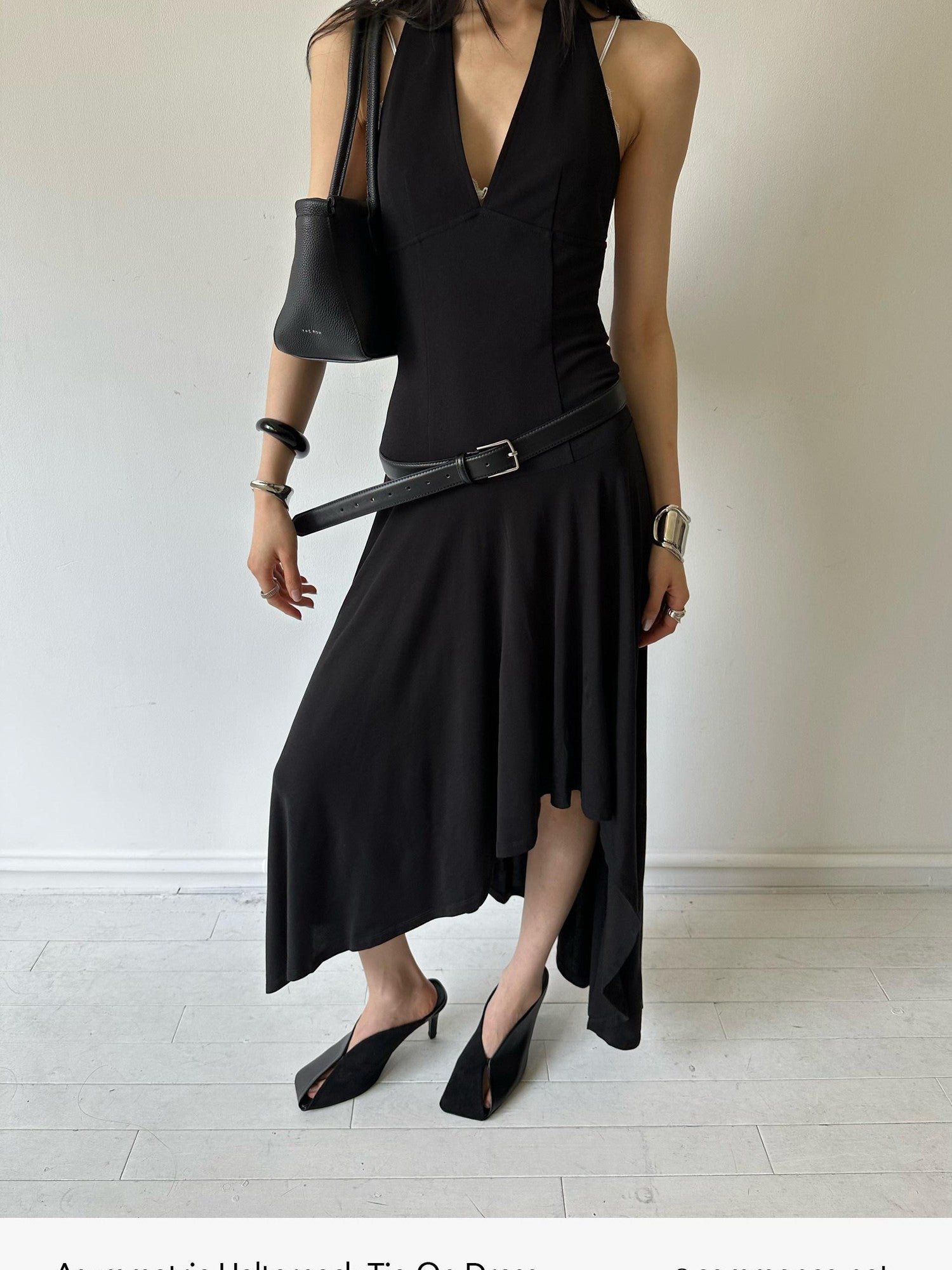 commonce net Black Asymmetrical 3d Tailored Irregular Hem Women&