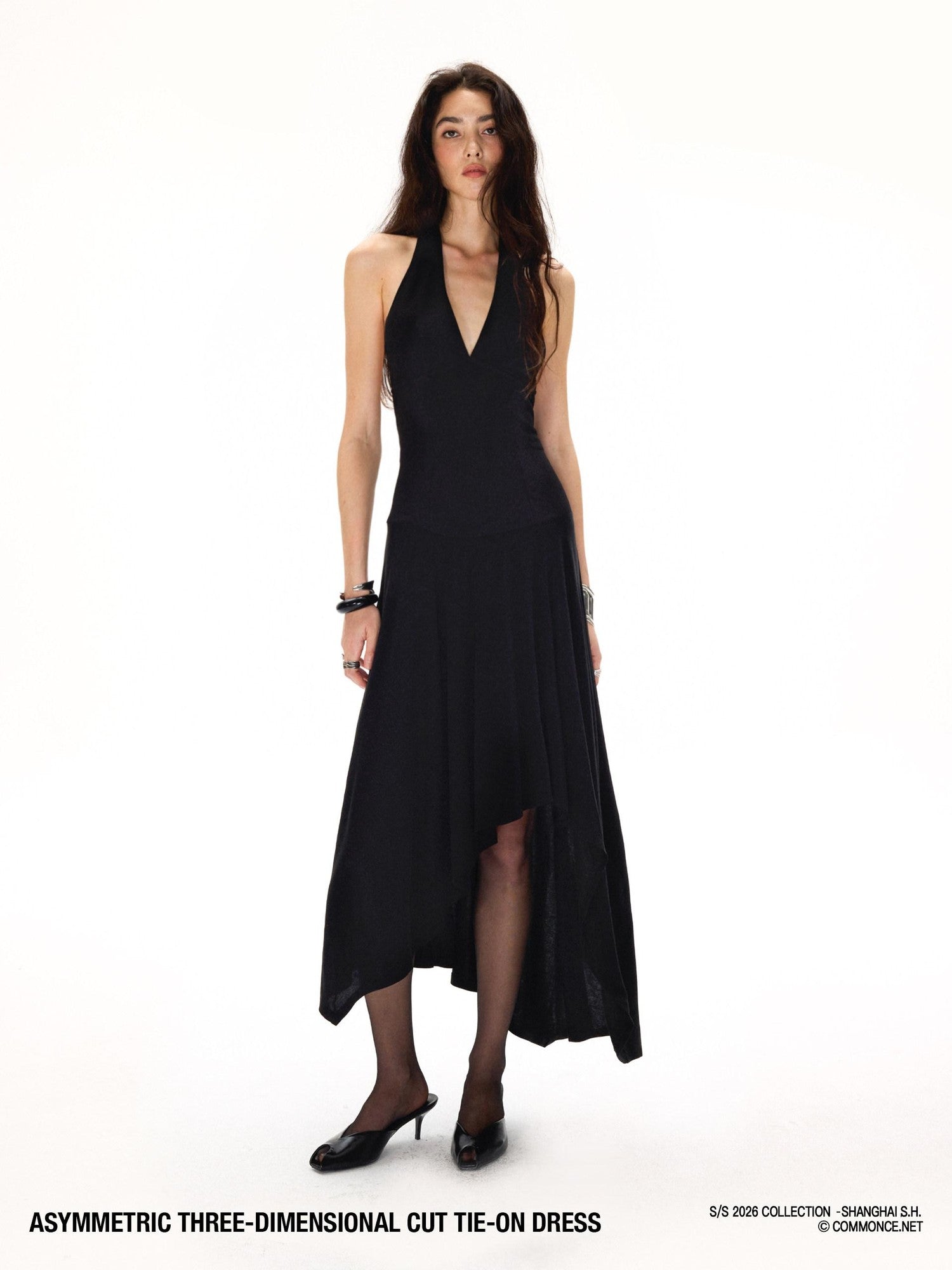 commonce net Black Asymmetrical 3d Tailored Irregular Hem Women&