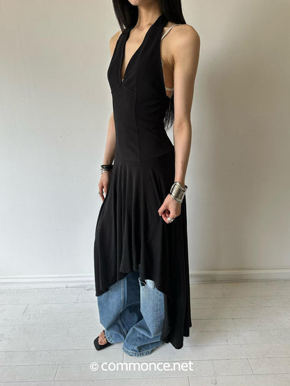 commonce net Black Asymmetrical 3d Tailored Irregular Hem Women&