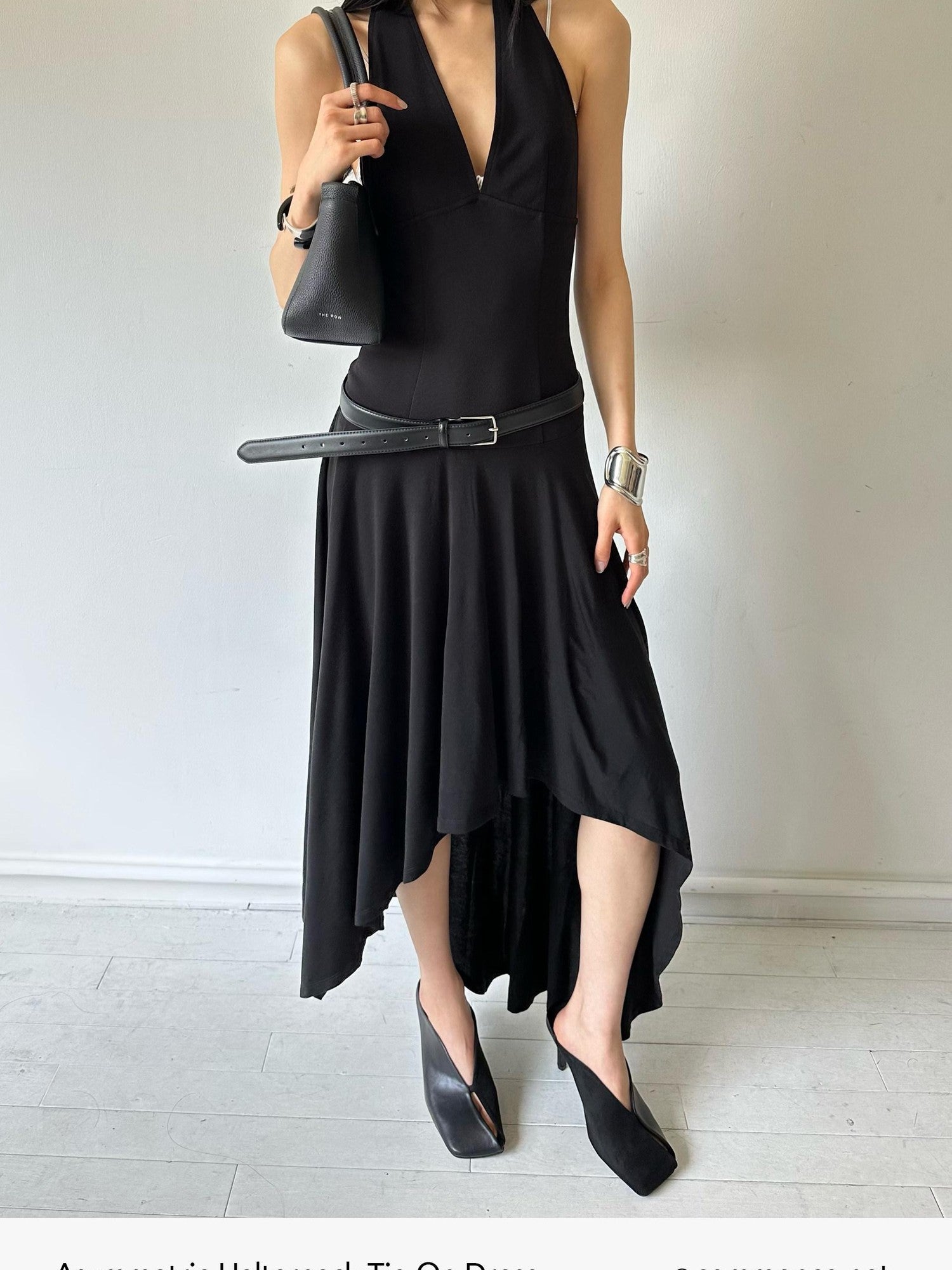 commonce net Black Asymmetrical 3d Tailored Irregular Hem Women&