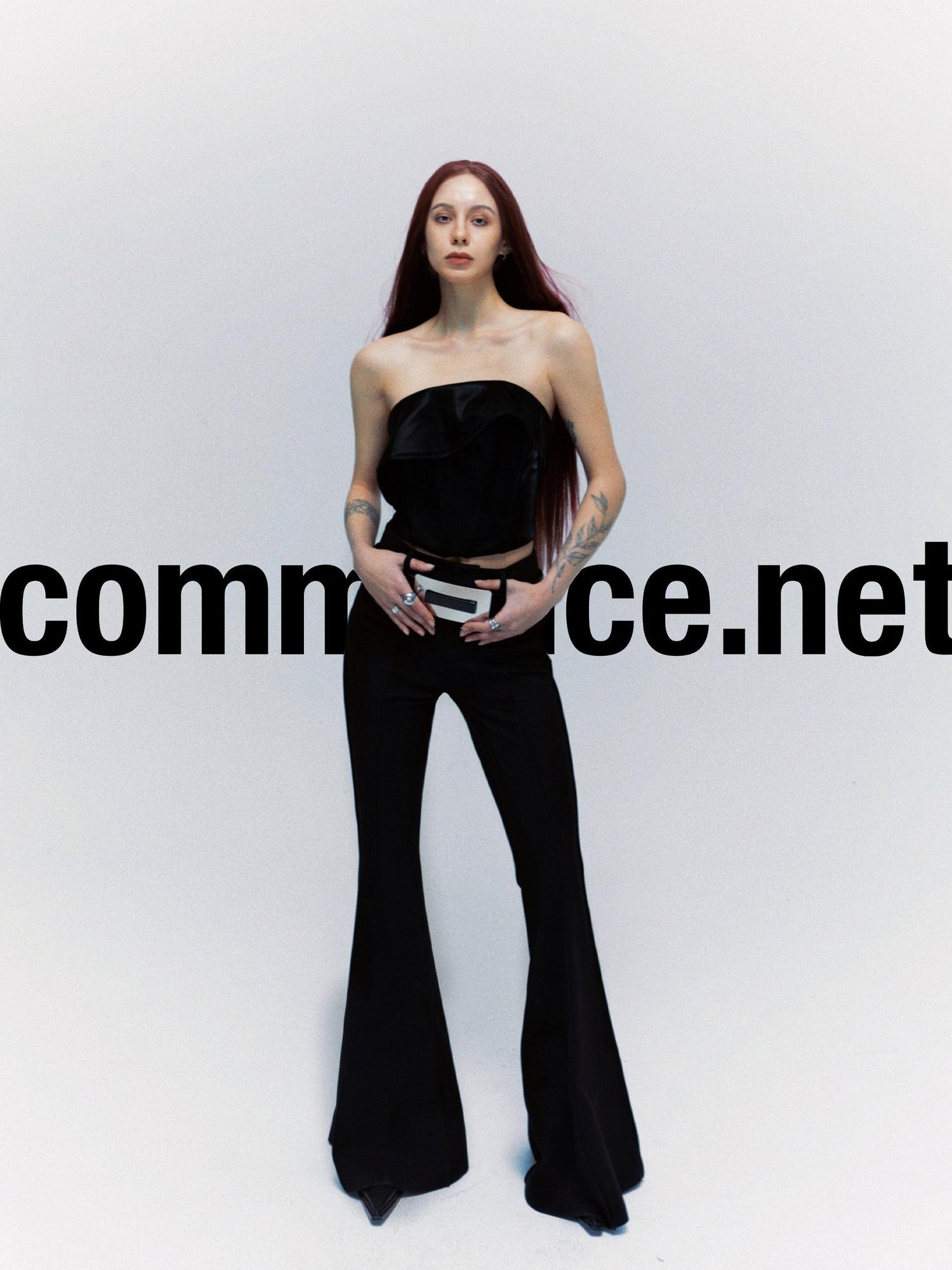 commonce net Black Asymmetrical Fishbone Corset Waist Women&