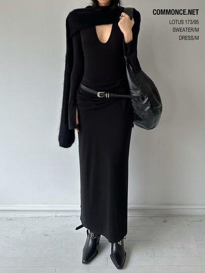 commonce net Black Convertible Cropped Slim Crewneck Pullover Women&