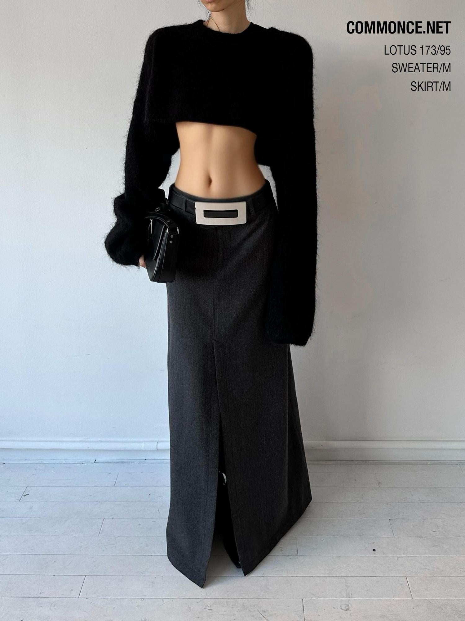 commonce net Black Convertible Cropped Slim Crewneck Pullover Women&