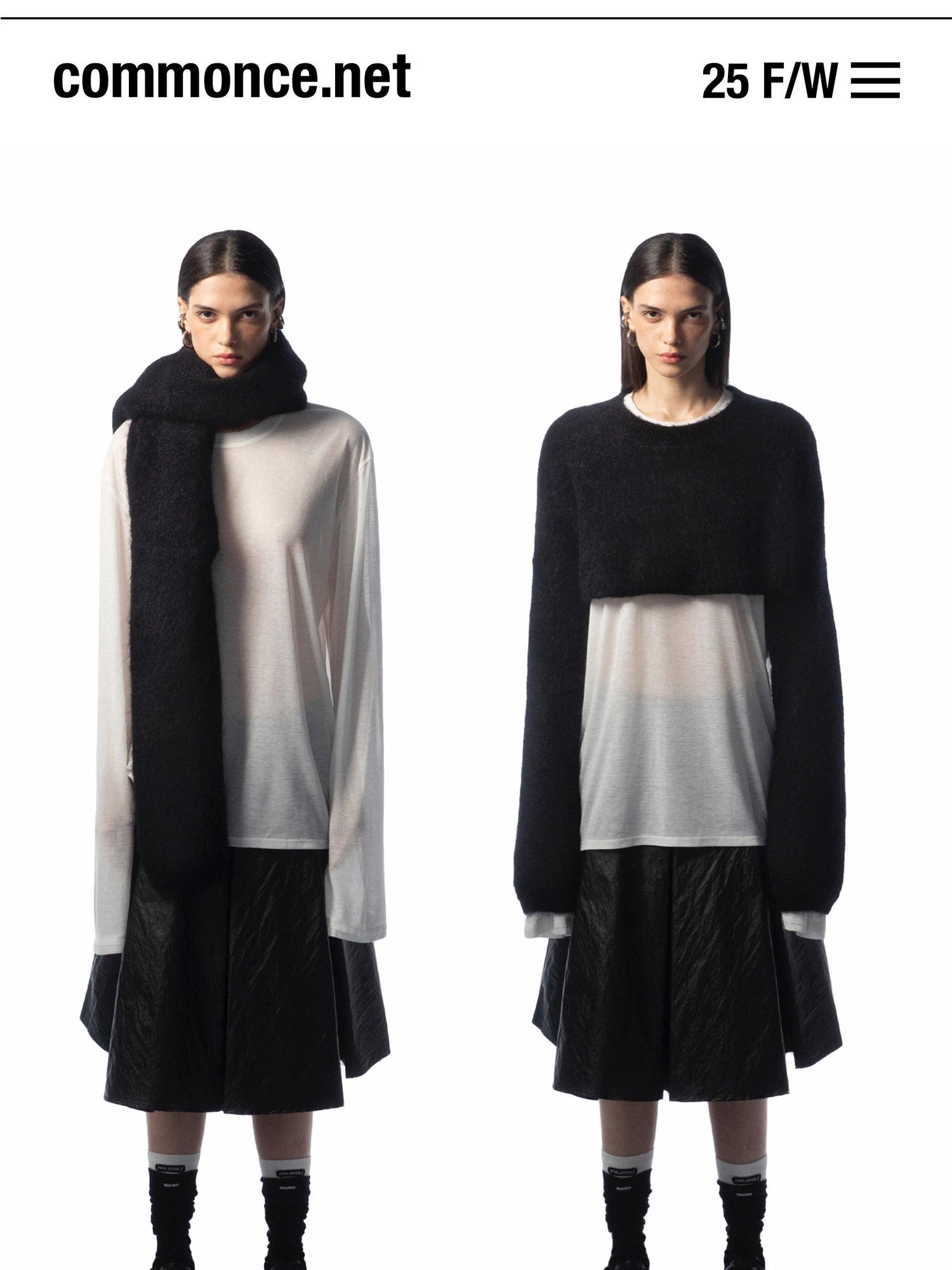 commonce net Black Convertible Cropped Slim Crewneck Pullover Women&