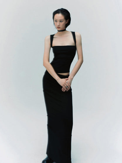 commonce net Black Curved Seam Mermaid Skirt