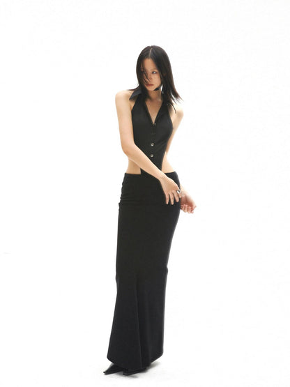 commonce net Black Curved Seam Mermaid Skirt