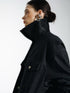 commonce net Black Denim Patchwork Leather Collar Women&