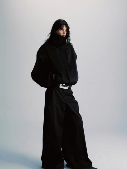 Black Double Zipper Drawstring Women&