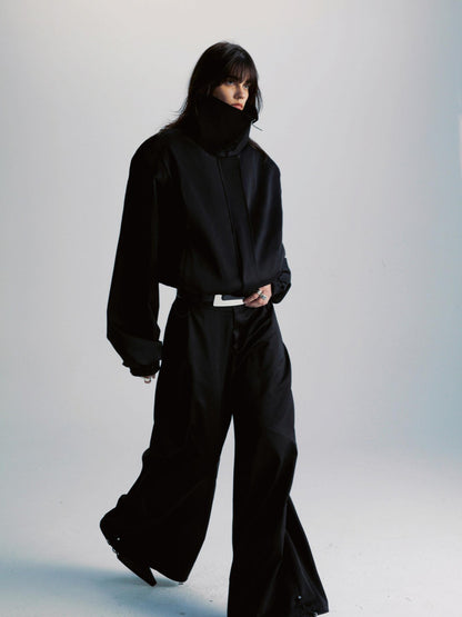Black Double Zipper Drawstring Women&