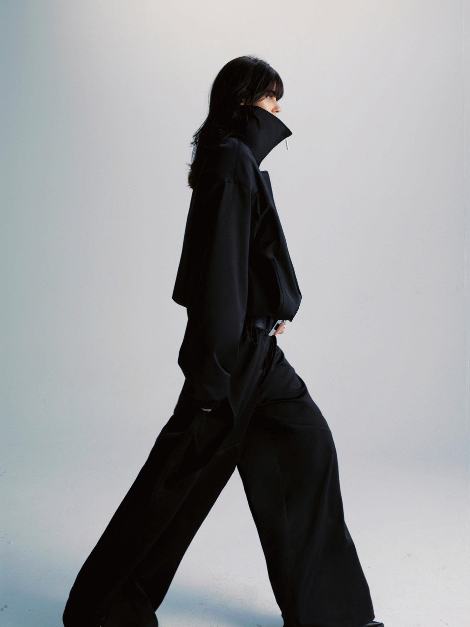 Black Double Zipper Drawstring Women&