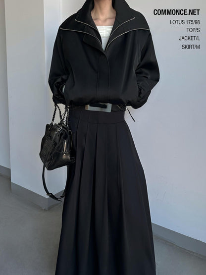 Black Double Zipper Drawstring Women&