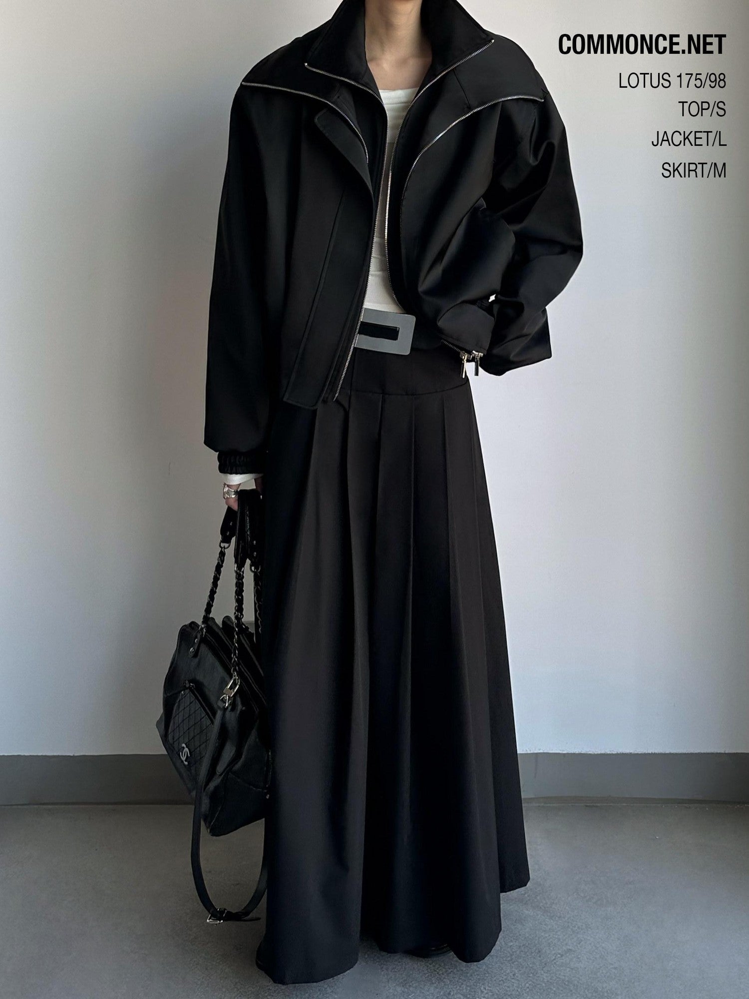 Black Double Zipper Drawstring Women&