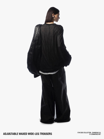 commonce net Black Drawstring Elastic Waist Coated Women&