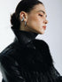 commonce net Black Fur Patchwork Zipper Set Shoulder Women&
