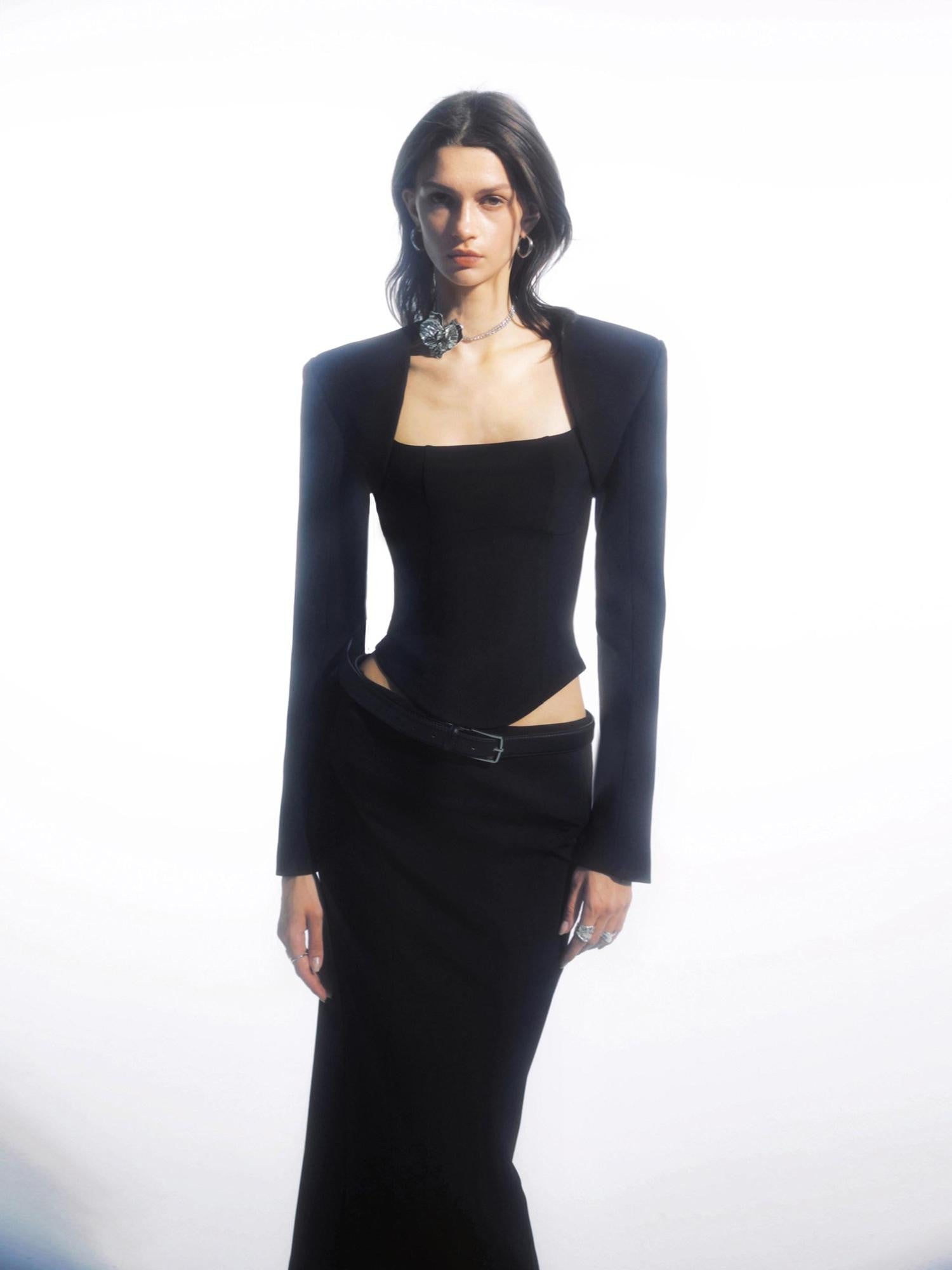 commonce net Black Metal Chain Split Splice Women&