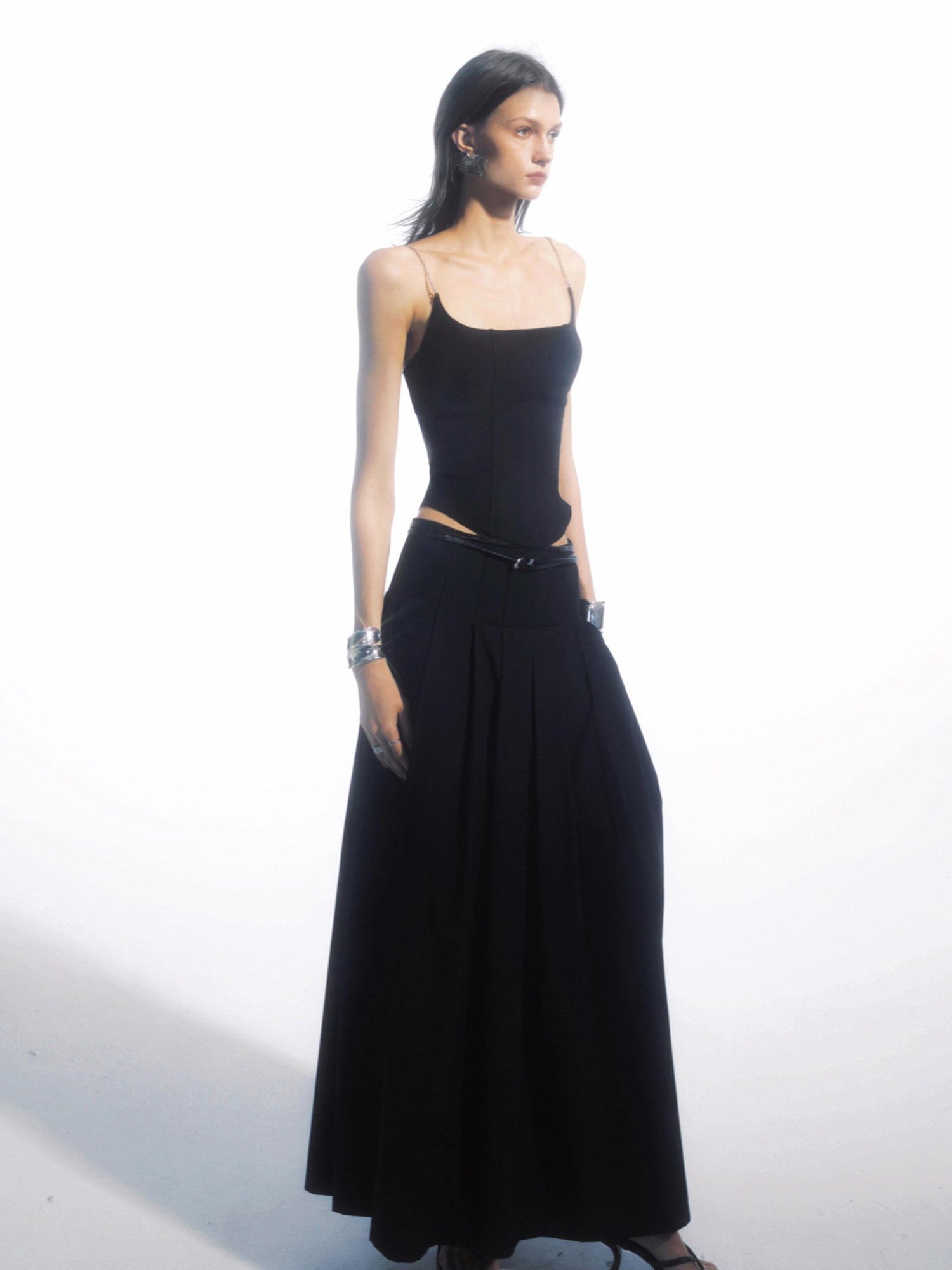 commonce net Black Metal Chain Split Splice Women&
