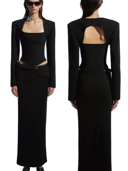 commonce net Black Metal Chain Split Splice Women&