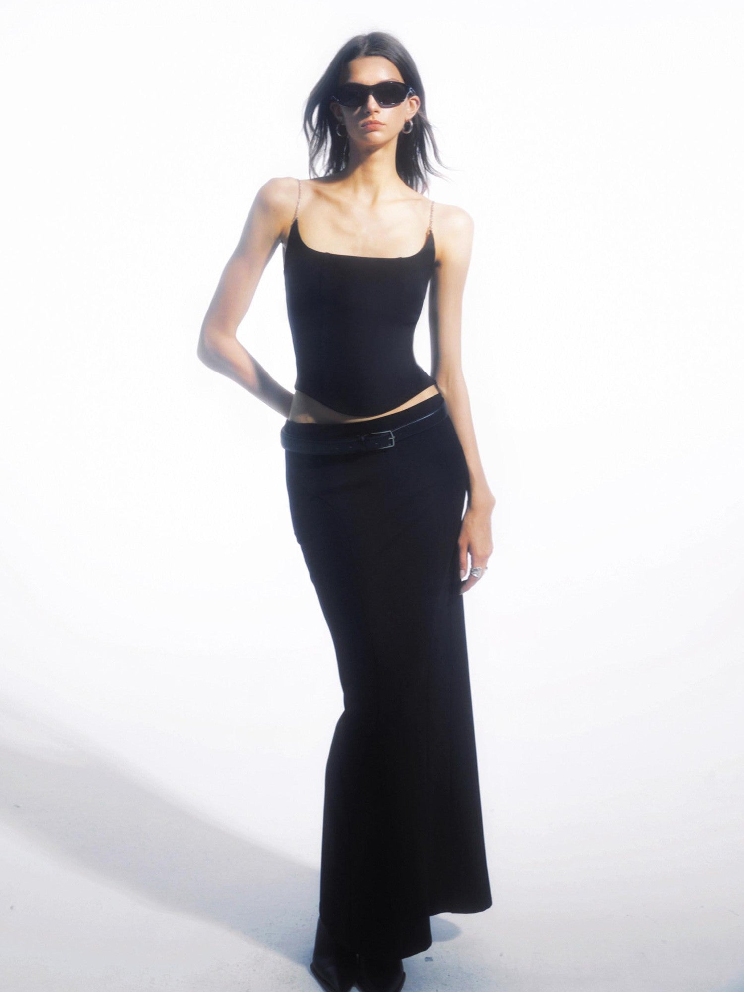 commonce net Black Metal Chain Split Splice Women&