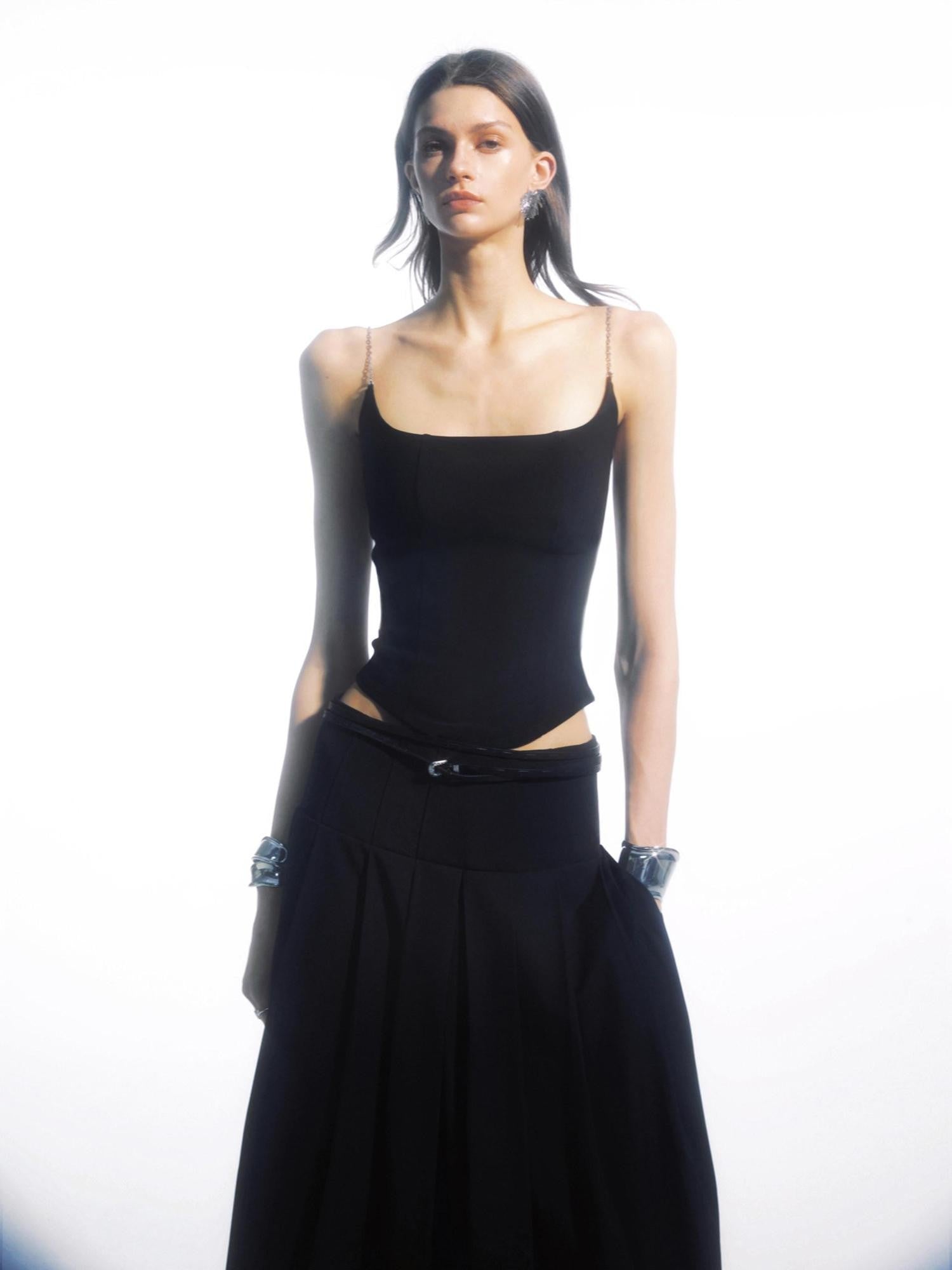 commonce net Black Metal Chain Split Splice Women&