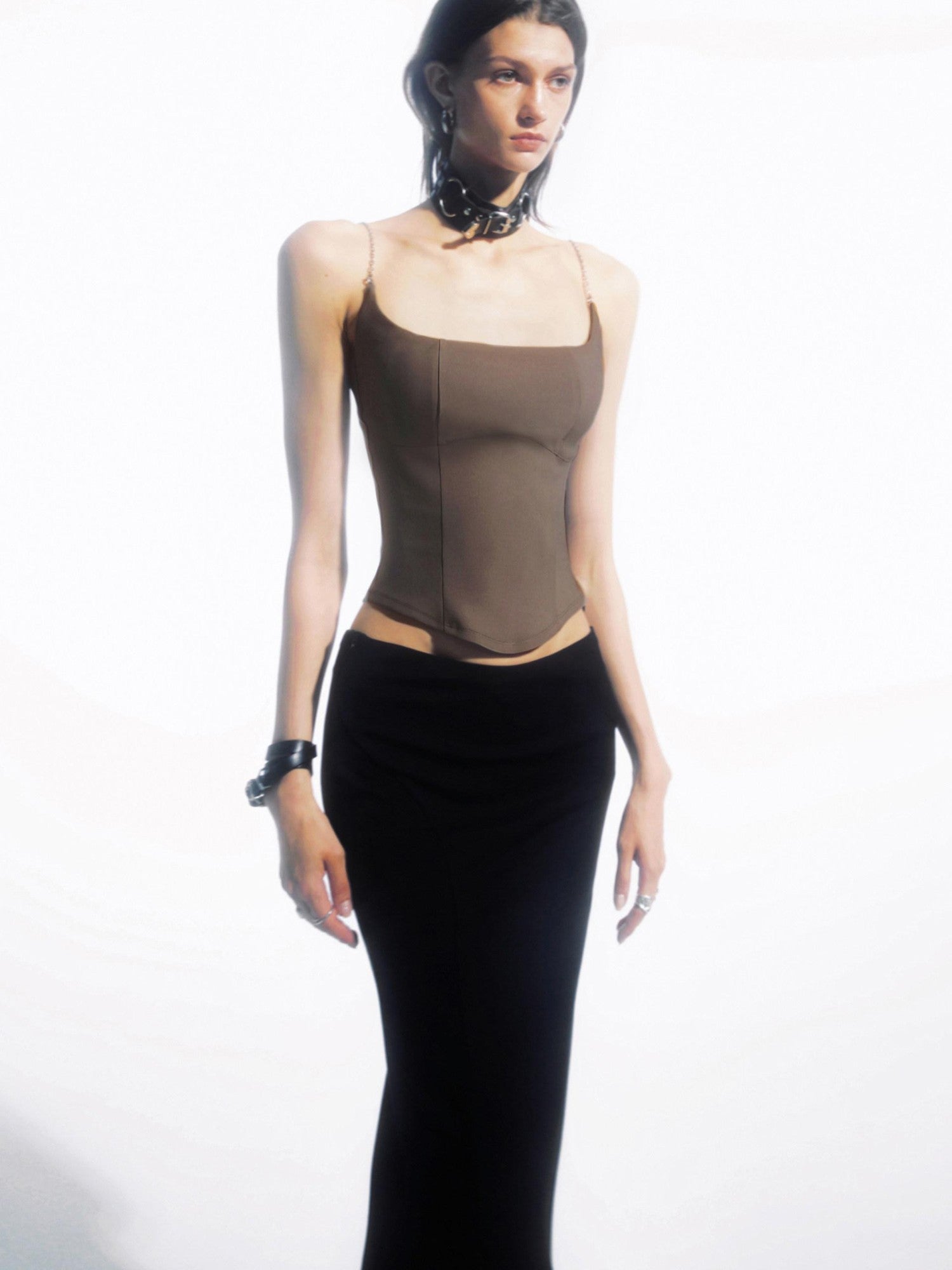 commonce net Black Metal Chain Split Splice Women&
