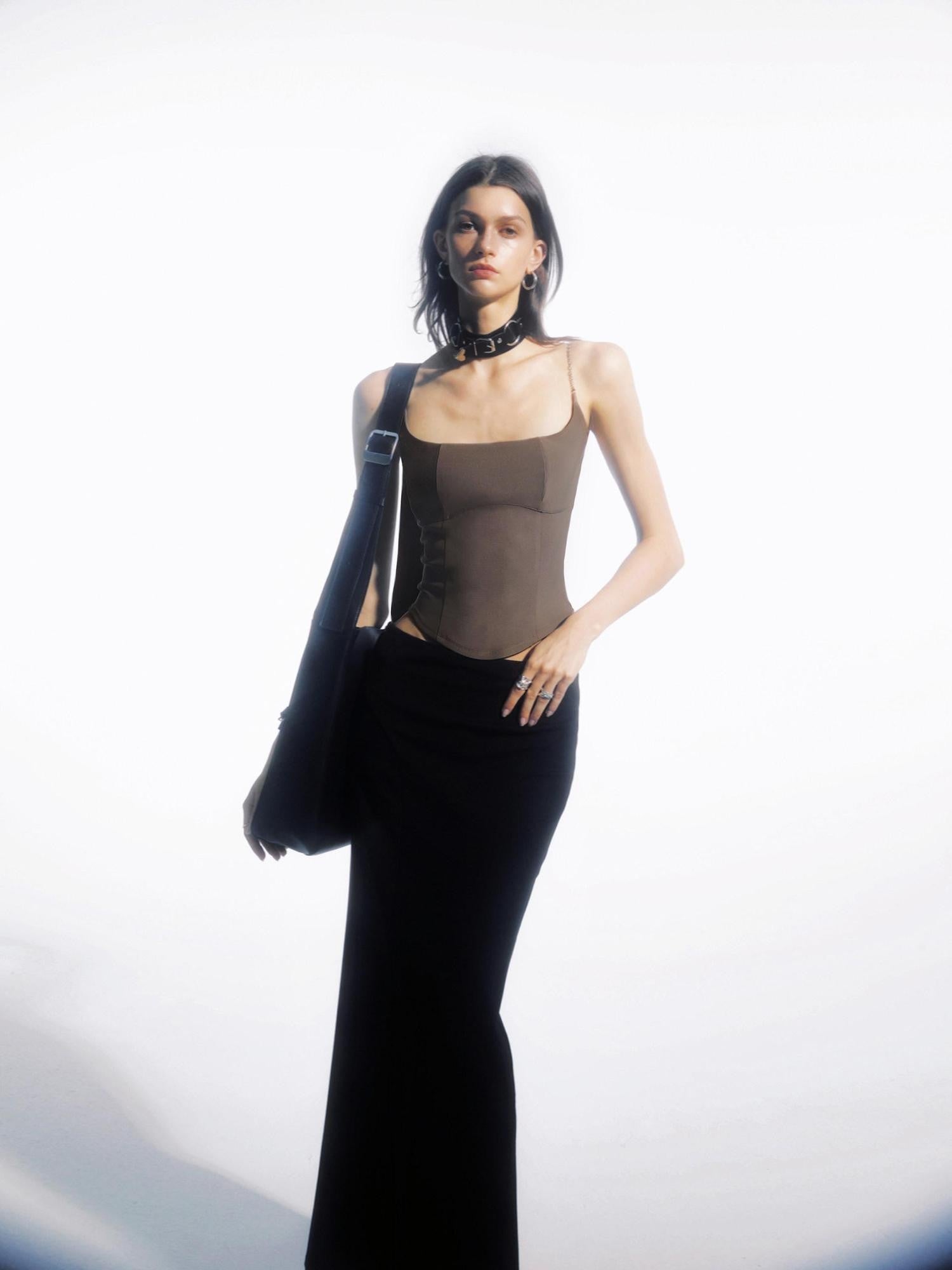 commonce net Black Metal Chain Split Splice Women&