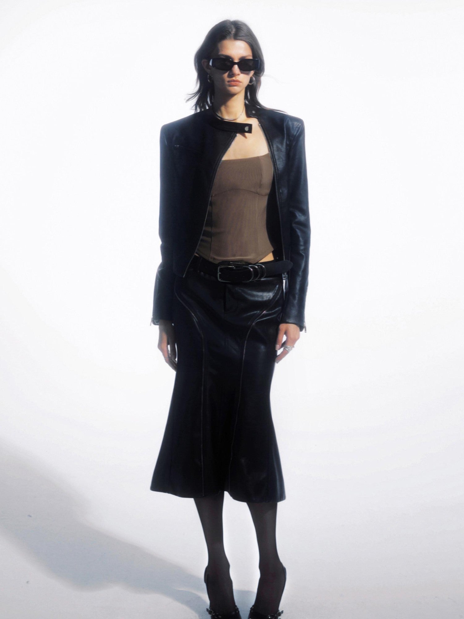 commonce net Black Metal Chain Split Splice Women&