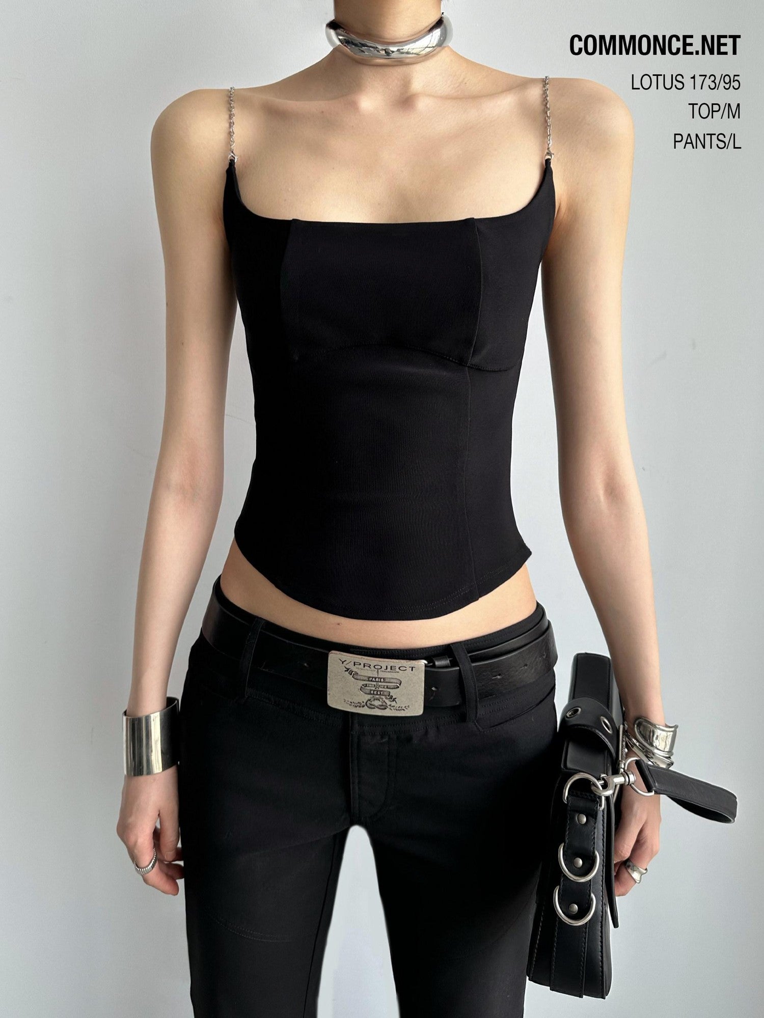 commonce net Black Metal Chain Split Splice Women&