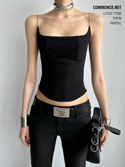 commonce net Black Metal Chain Split Splice Women&