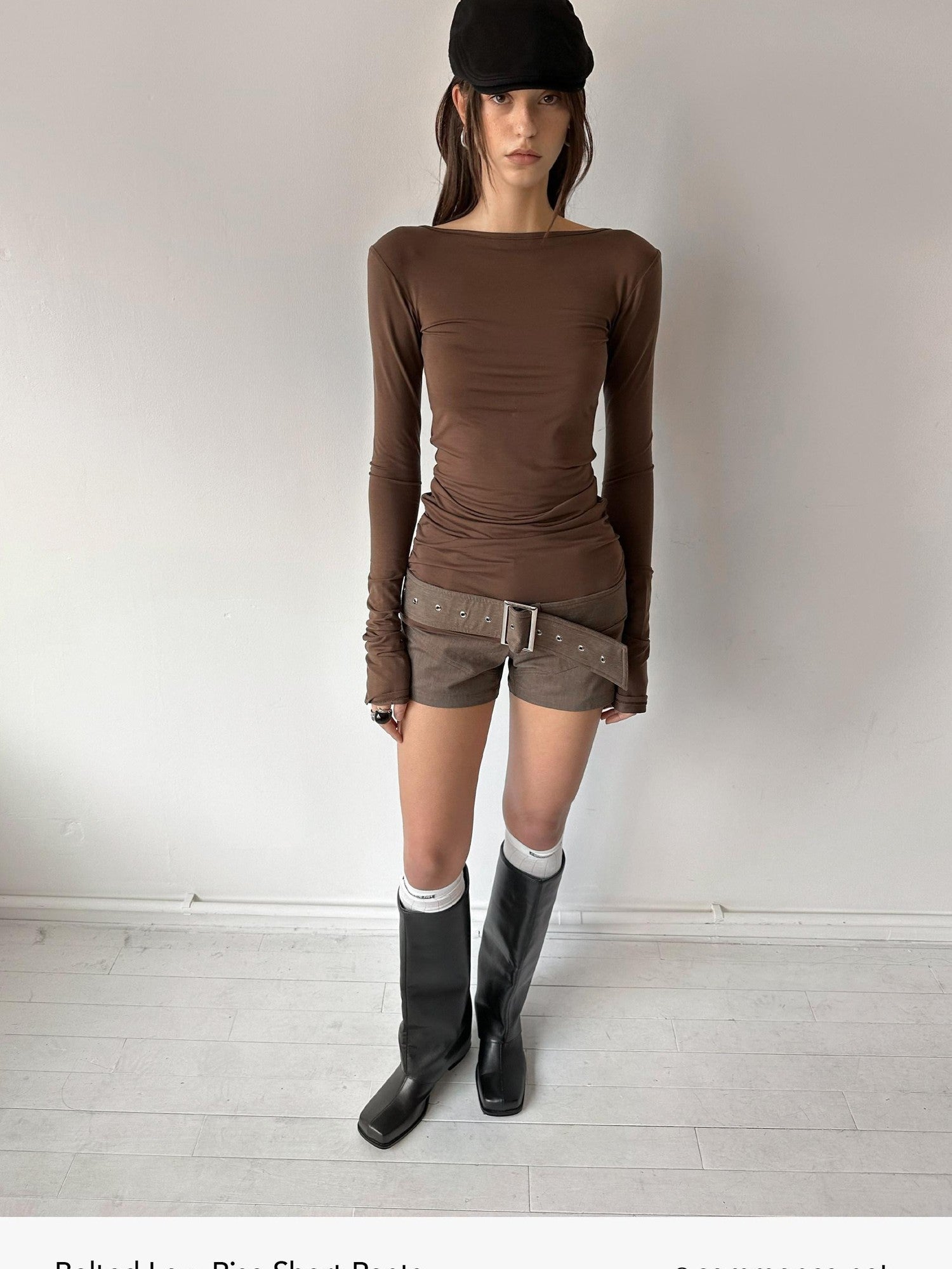 commonce net Black Metal Wide Belt Straight Leg Women&